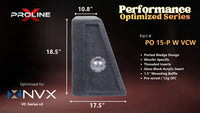Proline X PO 15-P W VCW ported wedge, side profile with recessed terminal cup, 17.5 inch base, 18.5 inches tall.