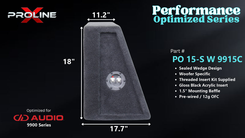 Proline X PO 15-S W 9915C sealed wedge, side profile with recessed terminal cup, 17.72 inch base, 18 inches tall.