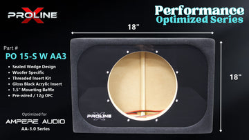 Proline X PO 15-S W AA3 sealed wedge, front baffle with gloss black insert and pre-wired leads, 18 by 18 inches.