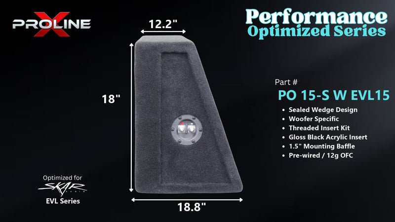 Proline X PO 15-S W EVL15 sealed wedge, side profile with recessed terminal cup, 18.8 inch base, 18 inches tall.