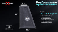 Proline X PO 15-S W Mojo Pro sealed wedge, side profile with recessed terminal cup, 15.3 inch base, 18 inches tall.
