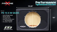 Proline X PO 15-S W SA305 sealed wedge, front baffle with gloss black insert and pre-wired leads, 19.28 by 18 inches.