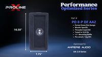 Proline X PO 8-P DF AA2 ported down fire enclosure, end panel with recessed terminal cup, 16.50 by 7.75 inches.