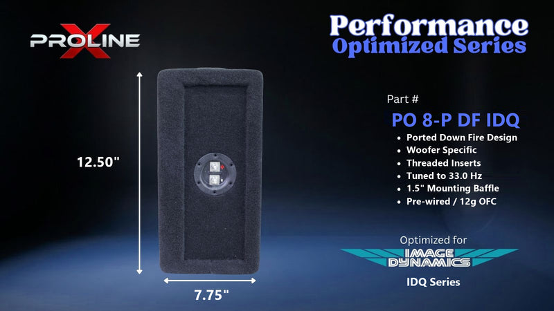 Proline X PO 8-P DF IDQ ported down fire enclosure, end panel with recessed terminal cup, 12.50 by 7.75 inches.