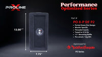 Proline X PO 8-P DF P2 ported down fire enclosure, end panel with recessed terminal cup, 13.00 by 7.75 inches.