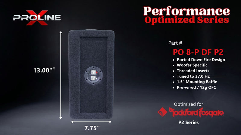 Proline X PO 8-P DF P2 ported down fire enclosure, end panel with recessed terminal cup, 13.00 by 7.75 inches.