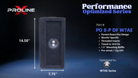 Proline X PO 8-P DF W7AE ported down fire enclosure, end panel with recessed terminal cup, 14.50 by 7.75 inches.