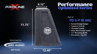 Proline X PO 8-P W ARC ported wedge, side profile with recessed terminal cup, 12.40 inch base, 11.75 inches tall.
