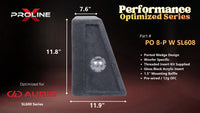 Proline X PO 8-P W SL608 ported wedge, side profile with recessed terminal cup, 11.90 inch base, 11.75 inches tall.