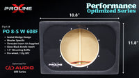 Proline X PO 8-S W 608F sealed wedge, front baffle with gloss black insert and pre-wired leads, 10.80 by 11.75 inches.