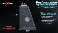 Proline X PO 8-S W 608F sealed wedge, side profile with recessed terminal cup, 12.87 inch base, 11.75 inches tall.