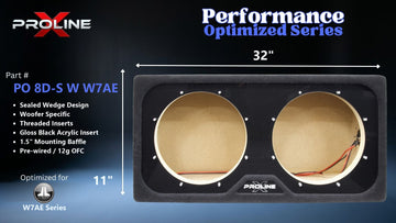 Proline X PO 8D-S W W7AE sealed wedge, front baffle with gloss black insert and pre-wired leads, 32 by 11 inches.