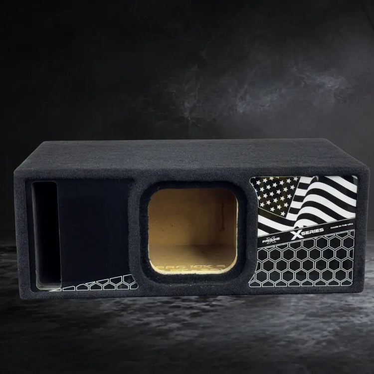 kicker sub enclosure on black background