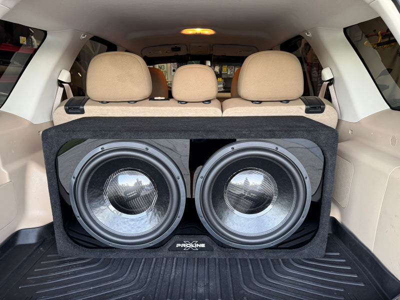 Customer install: Stereo Integrity SQL-15 Dual Box: Sealed 15" Wedge Enclosure in a 2010 Ford Escape, running Stereo Integrity SQL-15 (2)