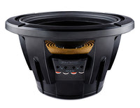 Side of the Alpine R2-W12D2 showing the basket, voice coil leads and push-type terminals