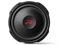 Alpine RS-W12D2 front view with the trim ring and red R-Series logo on the cone