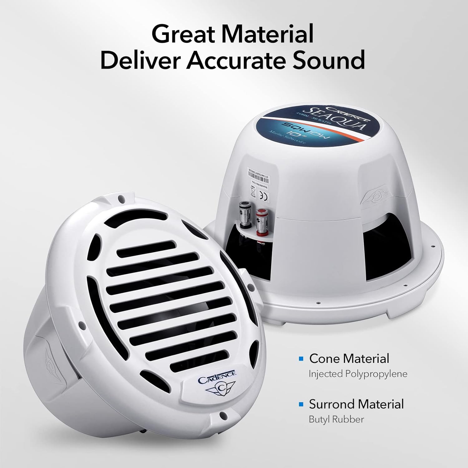 Cadence SQW10W 10″ White Marine Subwoofer  (Single) Cadence