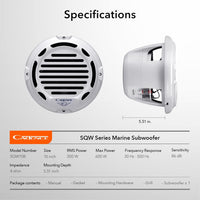 Cadence SQW10W 10″ White Marine Subwoofer  (Single) Cadence