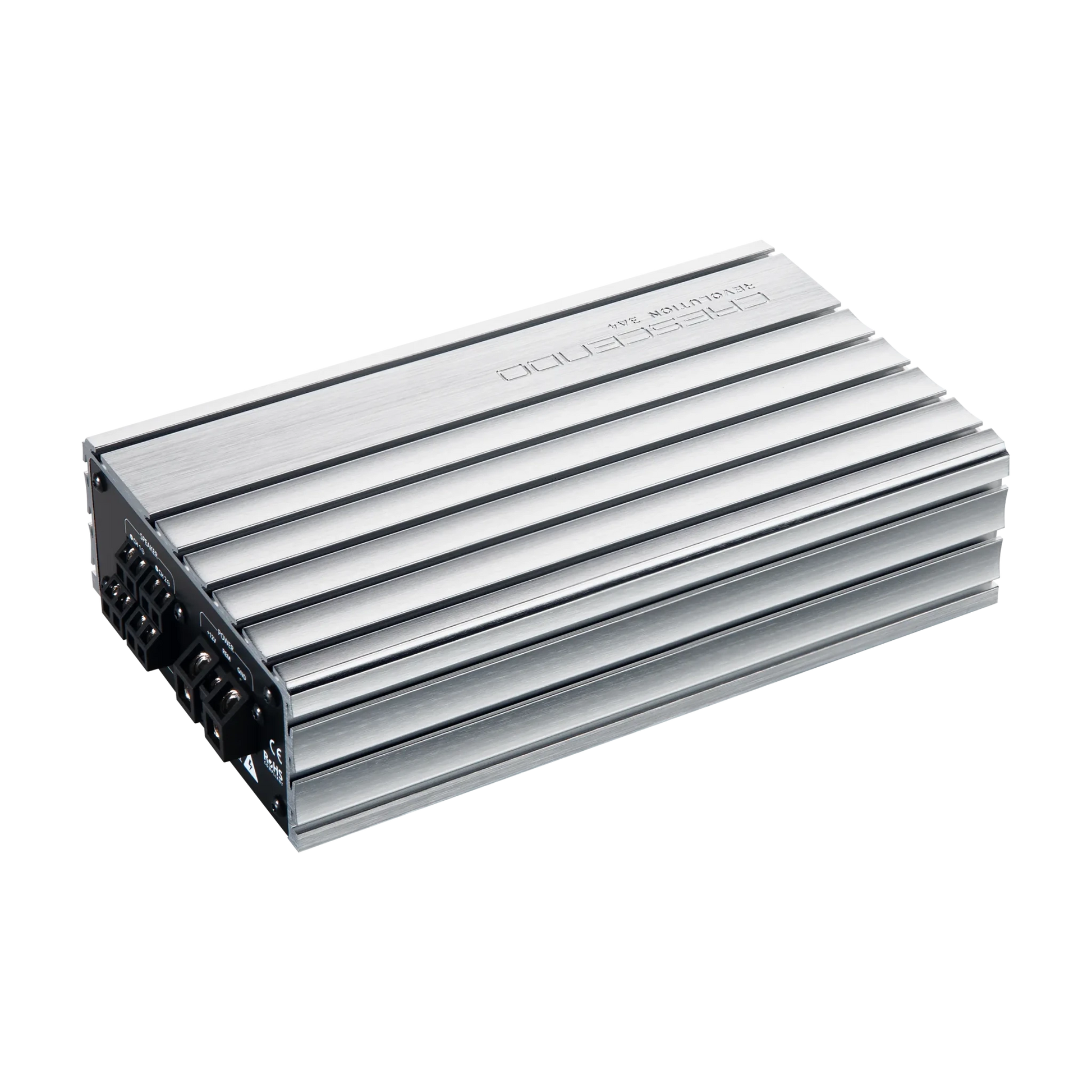 Silver amplifier on a white background