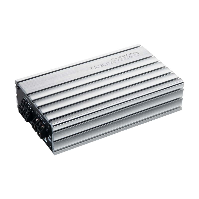 Silver amplifier on a white background