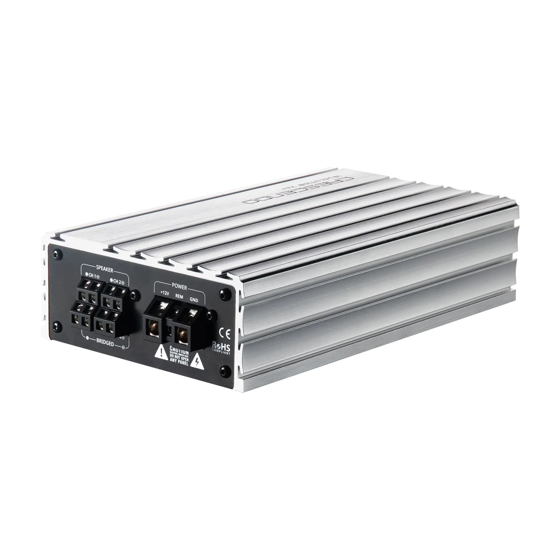 Silver electronic device with connectors on a white background