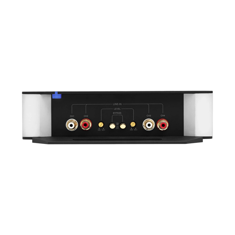 Audio equipment with connectors on a white background