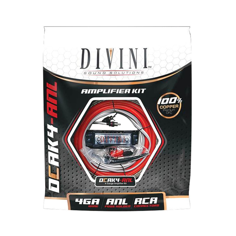 Divini DCAK4-ANL 4 gauge amplifier kit package, 100% OFC copper
