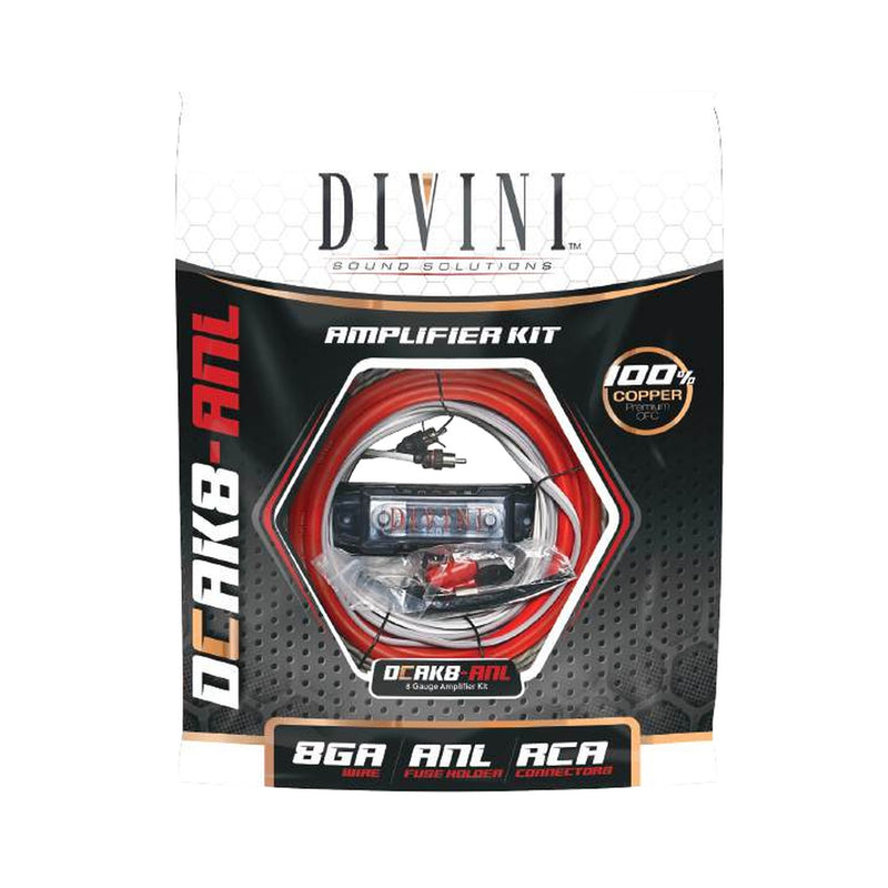 Divini DCAK8-ANL 8 gauge amplifier kit package, 100% OFC copper