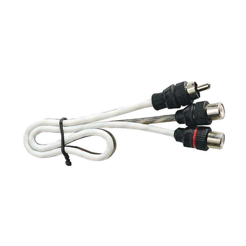 Divini twisted pair RCA Y-adapter, one male RCA splitting to two female RCA jacks