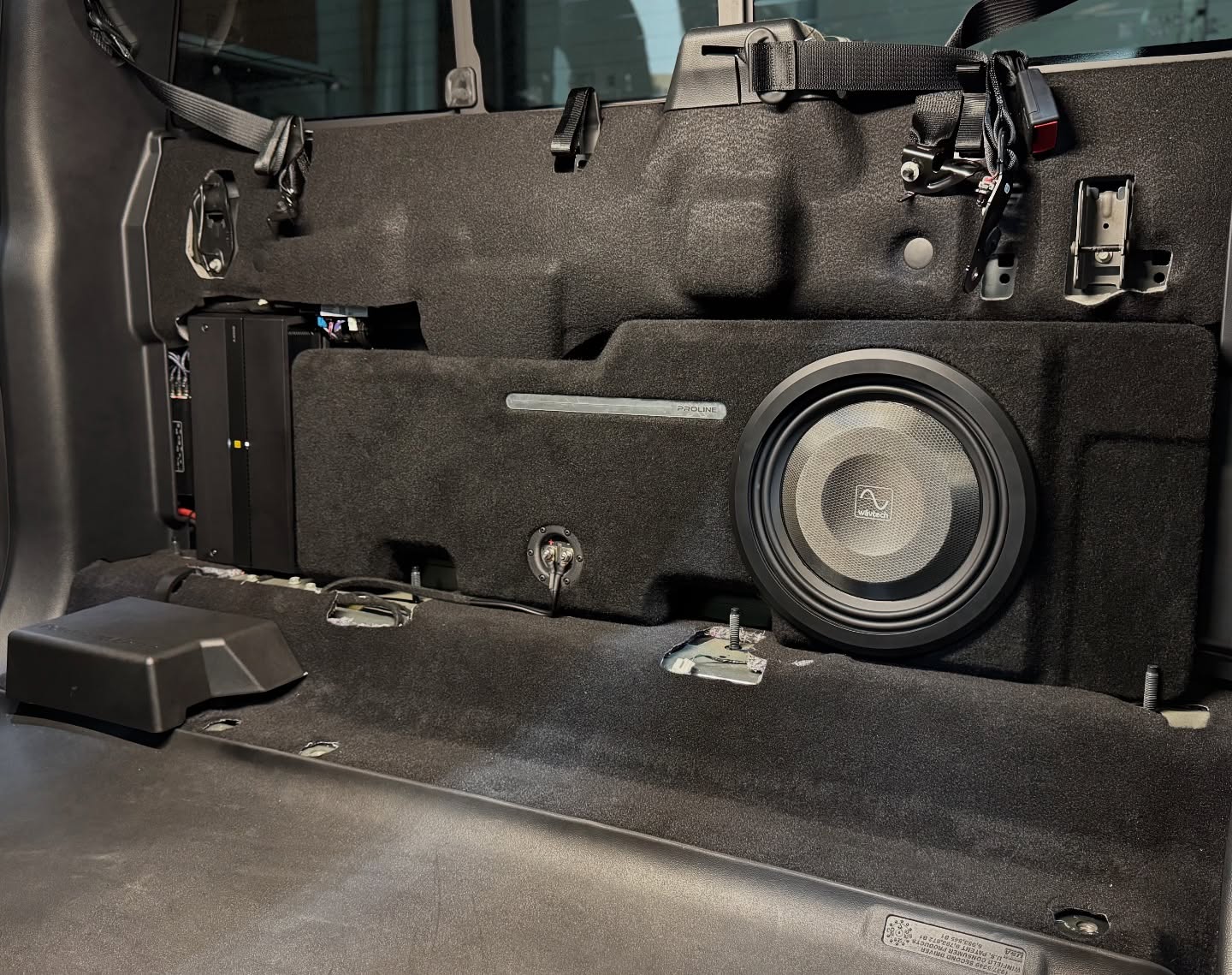 F - 150 Behind Seat Single 12" (2024 - 2025) Loaded Subwoofer Enclosure – Wavtech ThinPro 12 - Proline X Subwoofer Enclosures for car audio systems