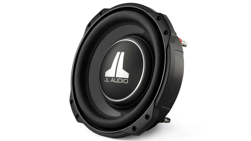 JL Audio car subwoofer on a white background