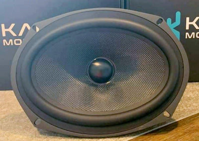 Speaker with Kicker logo in the background
