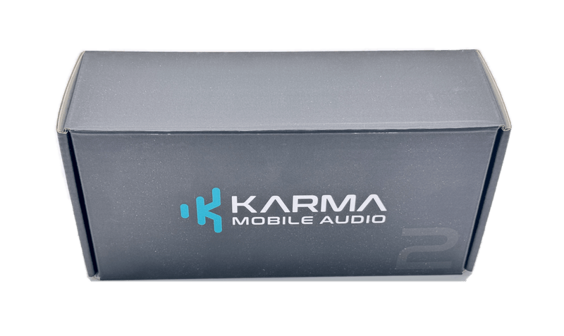 Karma Mobile Audio product packaging box on a white background