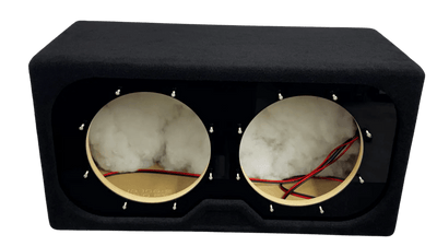 Proline X Performance Optimized dual sealed enclosure for Arc Series subwoofers, front view of both cutouts.