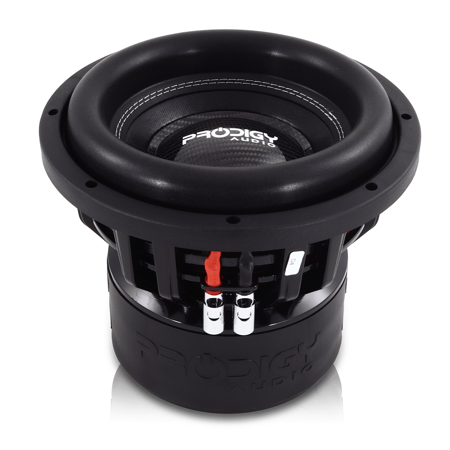Prodigy Audio subwoofer on a white background