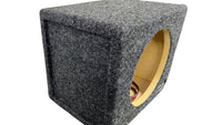 Car subwoofer enclosure with a visible brand logo on a white background