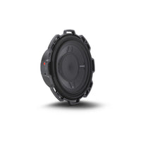 Rockford Fosgate P3S 10 basket at an angle with the trim ring removed, showing the spider venting and mounting tabs