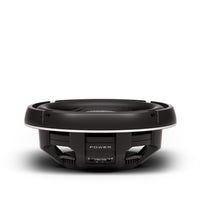 Rockford Fosgate T1 Slim 10 from a low front angle showing the Power series label on the basket