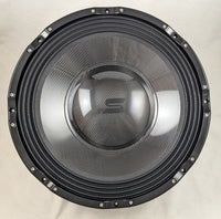 Stereo Integrity HS-24 subwoofer, front view with the cloth accordion surround