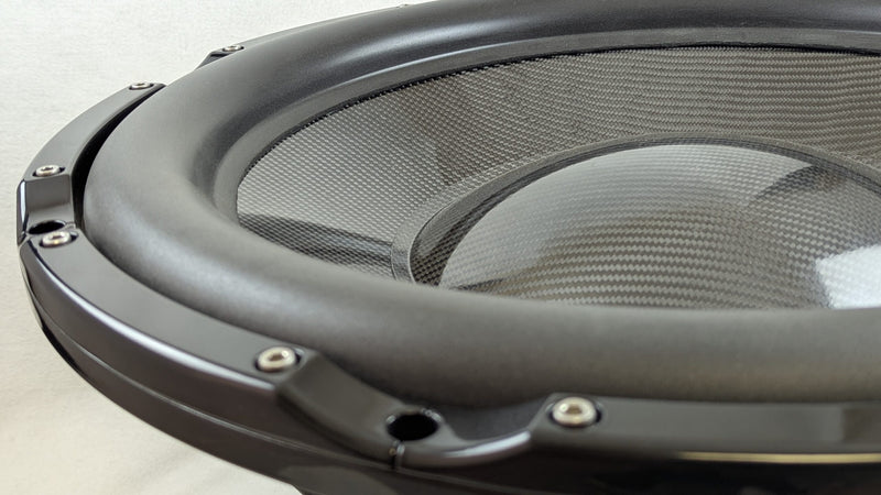 Stereo Integrity HS-24 close-up of the carbon fiber cone and surround edge