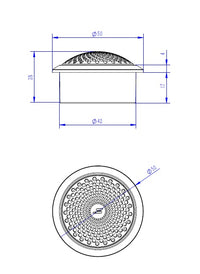 Stereo Integrity M22 mechanical drawing with side and front dimensions