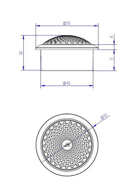 Stereo Integrity M22 mechanical drawing with side and front dimensions