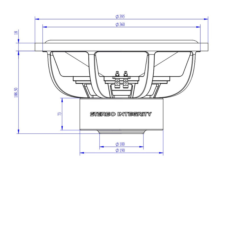 Stereo Integrity SQL 15 Series 2 mechanical drawing with dimensions