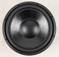 Stereo Integrity SQL 15 Series 2 subwoofer, front view of the paper cone and logo dust cap