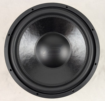 Stereo Integrity SQL 15 Series 2 subwoofer, front view of the paper cone and logo dust cap