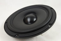 Stereo Integrity TM8 midbass, angled front view of the cone and rubber surround