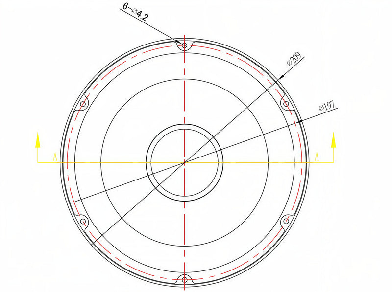 Stereo Integrity TM8 front mounting drawing with bolt circle