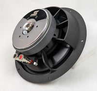 Stereo Integrity TM8 midbass, rear three-quarter view of the motor and terminals