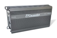 US Acoustics Kristy amplifier tilted to show the RCA input side and the integrated mounting feet