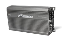 US Acoustics Kristy amplifier tilted to show the terminal side and the compact chassis
